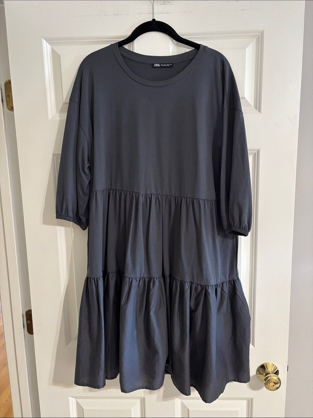 Zara Charcoal Gray Relaxed Tiered Dress